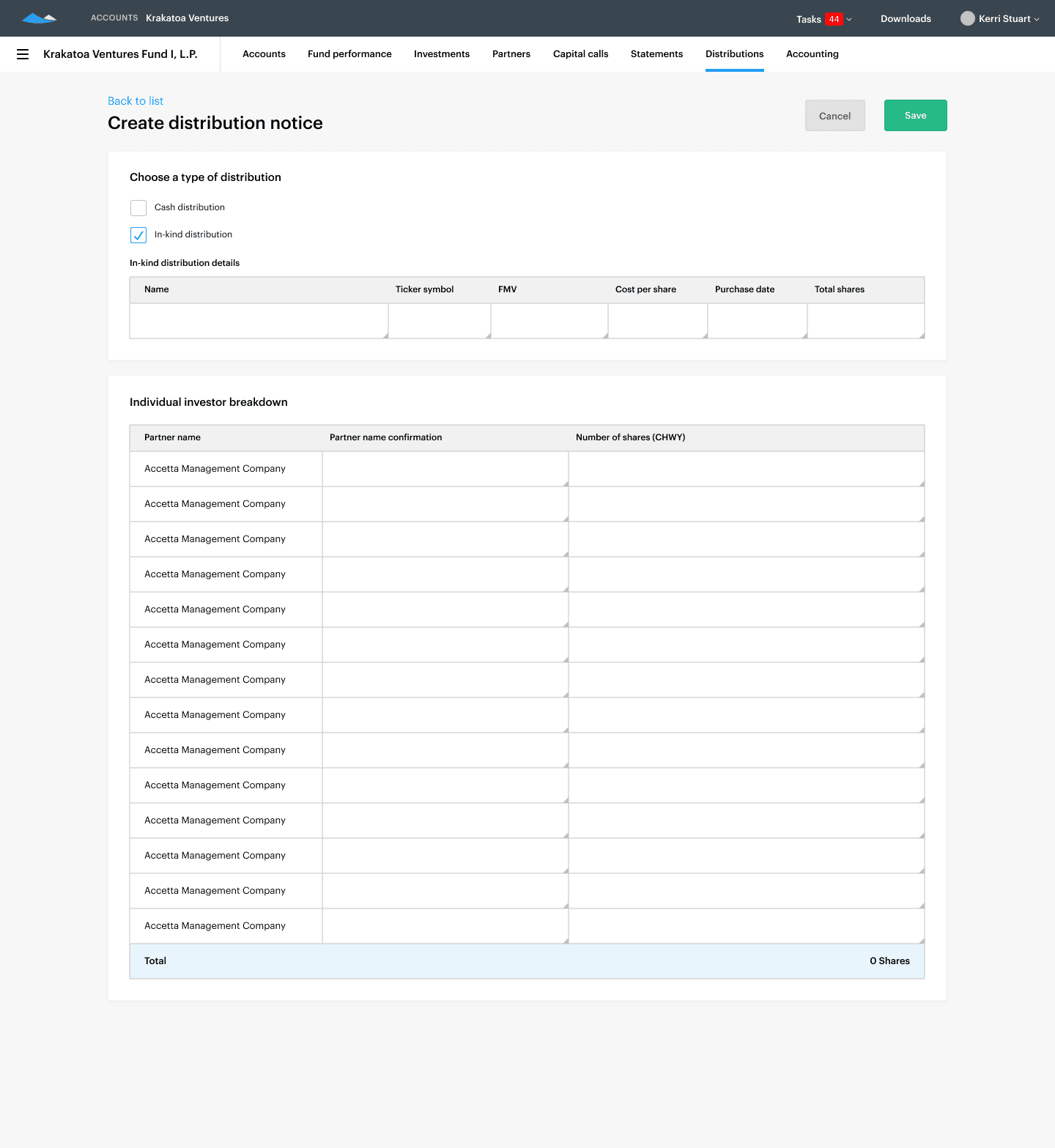 Create distribution notice data-entry screen