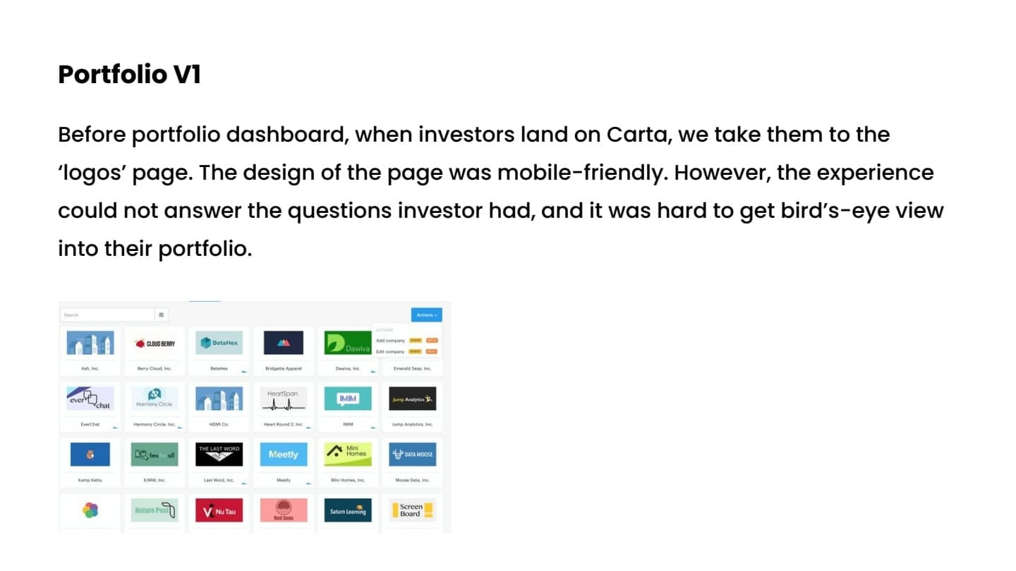 Legacy logos landing page before portfolio dashboard redesign