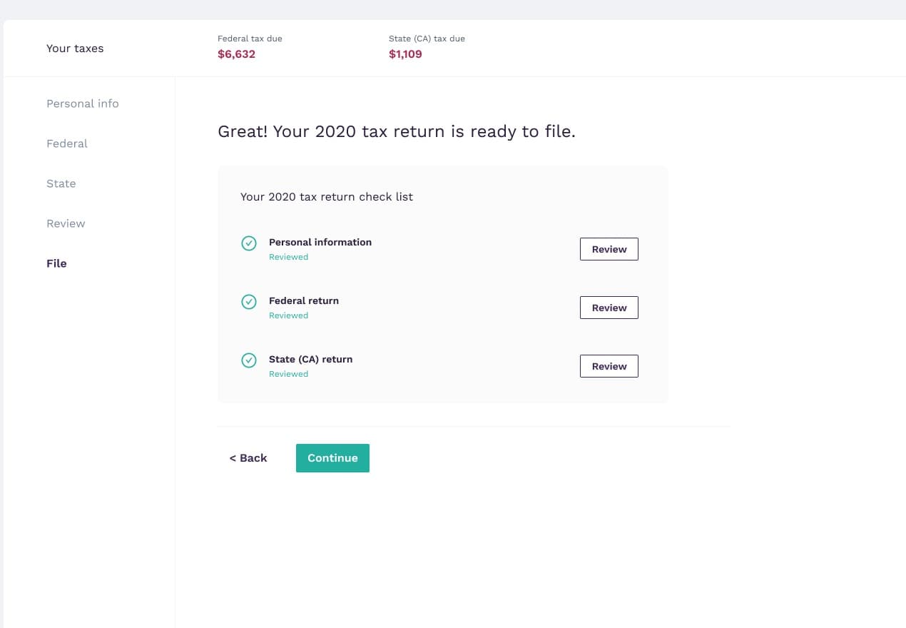 Final filing readiness checklist screen